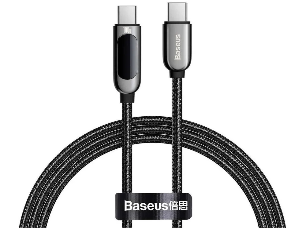 Нейлоновый кабель Type-C to Type-C с дисплеем Baseus Display Fast Charging 100W (1m)