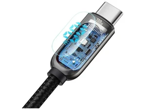 Нейлоновый кабель Type-C to Type-C с дисплеем Baseus Display Fast Charging 100W (1m) - Фото 3