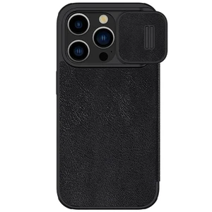 Кожаный чехол-книжка со шторкой для камеры Nillkin Qin Pro Leather Black для iPhone 15 Pro - Фото 2