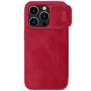 Шкіряний чохол-книжка зі шторкою для камери Nillkin Qin Pro Leather Red для iPhone 15 Pro  - Фото 1