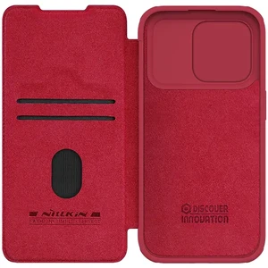 Шкіряний чохол-книжка зі шторкою для камери Nillkin Qin Pro Leather Red для iPhone 15 Pro Max - Фото 2