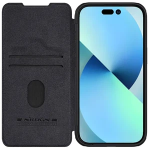 Шкіряний чохол-книжка зі шторкою для камери Nillkin Qin Pro Leather Black для iPhone 15