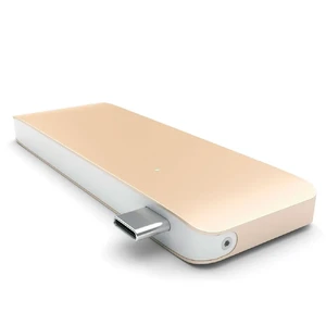 Алюминиевый USB-хаб Satechi Type-C Pass Through Gold - Фото 3