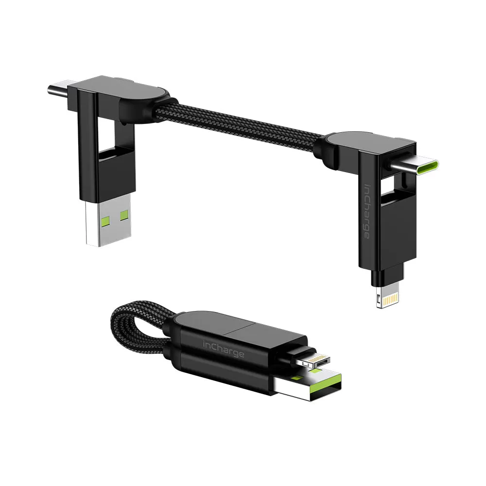 Кабель-брелок Rolling Square inCharge X Lava Black 6 в 1 USB-C/Lightning для швидкого заряджання 100W 0.08m в Мукачеві