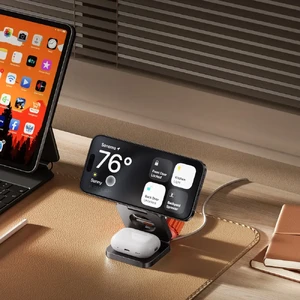 Складная портативная док-станция MagSafe 3-в-1 KUXIU Magnetic Wireless Charger 15W для iPhone AirPods | Apple Watch - Фото 6