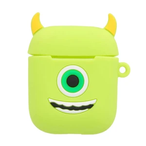 Мультяшний силіконовий чохол для AirPods з карабіном iLoungeMax Big Eyes Monsters Зелений - Фото 3