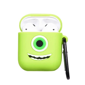 Мультяшний силіконовий чохол для AirPods з карабіном iLoungeMax Big Eyes Monsters Зелений  - Фото 1