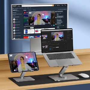 Алюминиевая портативная (складная) регулируемая подставка для iPad/MacBook/ноутбука/планшета с вращениям на 360° | iLoungeMax Stand Silver - Фото 6