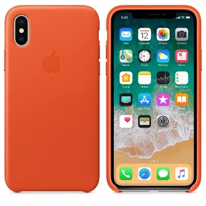 Кожаный чехол Apple Leather Case Bright Orange (MRGK2) для iPhone X - Фото 2