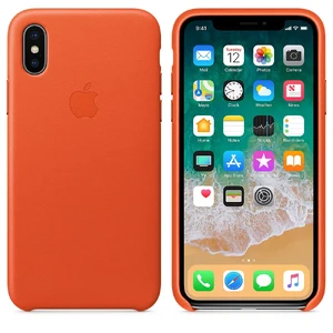 Кожаный чехол Apple Leather Case Bright Orange (MRGK2) для iPhone X - Фото 3