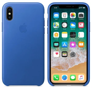 Кожаный чехол Apple Leather Case Electric Blue (MRGG2) для iPhone X - Фото 3