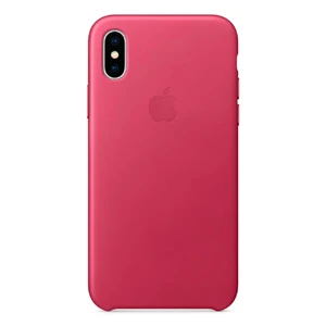 Кожаный чехол Apple Leather Case Pink Fuchsia (MQTJ2) для iPhone X MQTJ2 - Фото 1