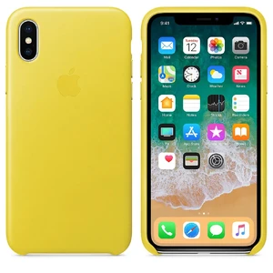 Кожаный чехол Apple Leather Case Spring Yellow (MRGJ2) для iPhone X - Фото 2