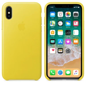 Кожаный чехол Apple Leather Case Spring Yellow (MRGJ2) для iPhone X - Фото 3
