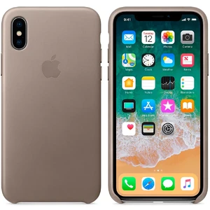 Кожаный чехол Apple Leather Case Taupe (MQT92) для iPhone X - Фото 3