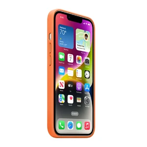 Шкіряний чохол Apple Leather Case для MagSafe Orange для iPhone 14 | 13 (MPP83) - Фото 3