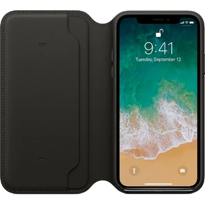 Черный кожаный чехол-книжка Apple Leather Folio Black (MQRV2) для iPhone X | XS - Фото 2