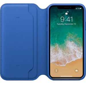 Шкіряний чохол-книжка Apple Leather Folio Electric Blue (MRGE2) для iPhone X | XS - Фото 2