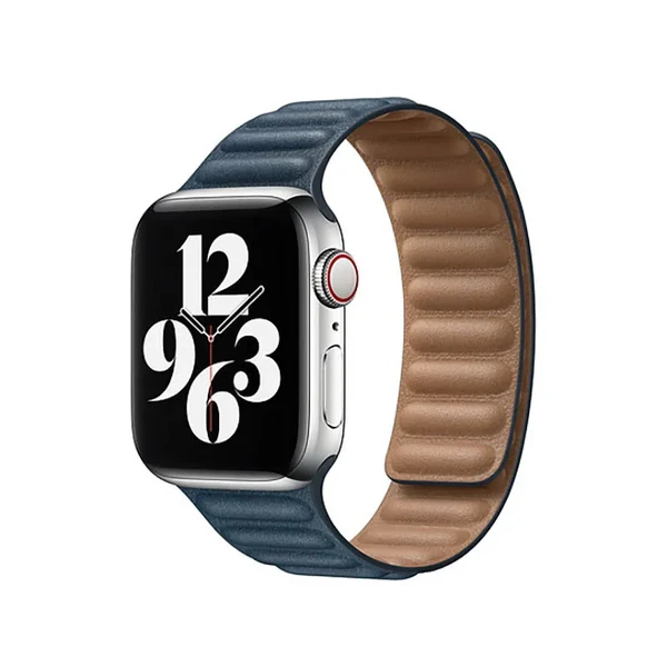 Шкіряний ремінець Apple Leather Link Baltic Blue для Apple Watch 44mm (S | M) Series SE | 6 | 5 | 4 (MY9K2) у Рівному