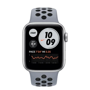 Смарт-часы Apple Watch Nike Series 6 GPS, 40mm Silver Aluminum Case with Obsidian Mist | Black Nike Sport Band (M02J3) - Фото 2