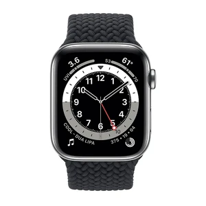 Смарт-годинник Apple Watch Series 6 GPS + Cellular, 44mm Silver Stainless Steel Case with Charcoal Braided Solo Loop (M0GF3 | M0GW3) - Фото 2