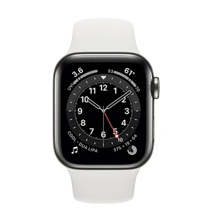 Смарт-годинник Apple Watch Series 6 GPS + Cellular, 40mm Graphite Stainless Steel Case with White Sport Band (M0DF3 | M06T3) - Фото 2