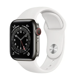 Смарт-годинник Apple Watch Series 6 GPS + Cellular, 40mm Graphite Stainless Steel Case with White Sport Band (M0DF3 | M06T3) M0DF3 | M06T3 - Фото 1