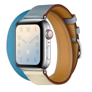 Смарт-годинник Apple Watch Hermes Series 4 40mm GPS + LTE Stainless Steel Case Bleu Lin | Craie | Bleu du Nord Swift Double Tour (H078731CJAD) H078731CJAD - Фото 1
