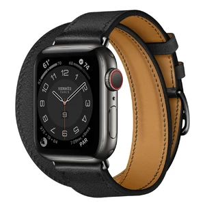 Смарт-годинник Apple Watch Hermes Series Series 6 GPS + Cellular, 40mm Space Black Stainless Steel Case with Noir Swift Leather Double Tour (MJ3V3) MJ3V3 - Фото 1