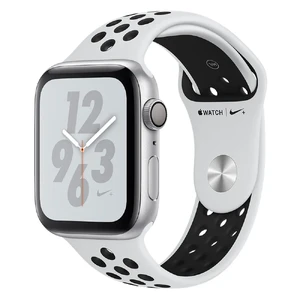 Смарт-годинник Apple Watch Nike + Series 4 44mm GPS + LTE Silver Aluminum Case Pure Platinum | Black Nike Sport Band (MTXC2 | MTXK2) MTXC2 | MTXK2 - Фото 1