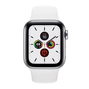 Смарт-годинник Apple Watch Series 5 44mm Silver Stainless Steel Case White Sport Band (MWW22) - Фото 2