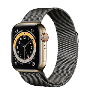 Смарт-годинник Apple Watch Series 6 GPS + Cellular, 40mm Gold Stainless Steel Case with Graphite Milanese Loop (MOD93 | MODU3) MOD93 | MODU3 - Фото 1