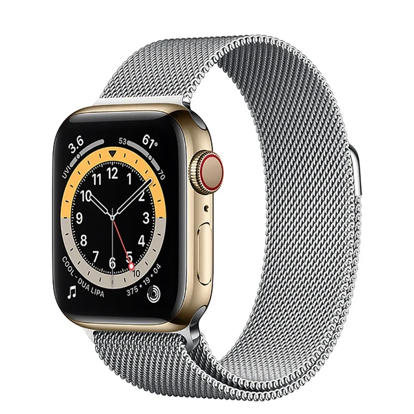 Смарт-годинник Apple Watch Series 6 GPS + Cellular, 40mm Gold Stainless Steel Case with Silver Milanese Loop (MOD93 | MODU3)