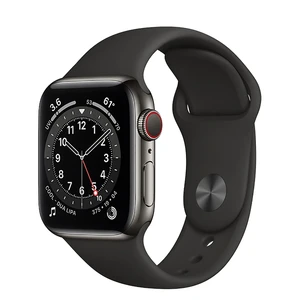 Смарт-годинник Apple Watch Series 6 GPS + Cellular, 40mm Graphite Stainless Steel Case with Black Sport Band (M02Y3 | M06X3) M02Y3 | M06X3 - Фото 1