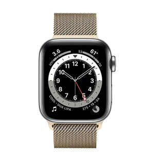 Смарт-годинник Apple Watch Series 6 GPS + Cellular, 40mm Silver Stainless Steel Case with Gold Milanese Loop (M0DC3 | M0DV3) - Фото 2