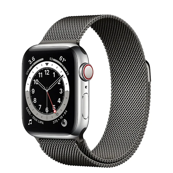 Смарт-часы Apple Watch Series 6 GPS + Cellular, 40mm Silver Stainless Steel Case with Graphite Milanese Loop (M0DC3 | M0DV3)