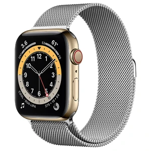 Смарт-годинник Apple Watch Series 6 GPS + Cellular, 44mm Gold Stainless Steel Case with Silver Milanese Loop (MOGD3 | MOGV3) M07P3 || MOGV3 - Фото 1