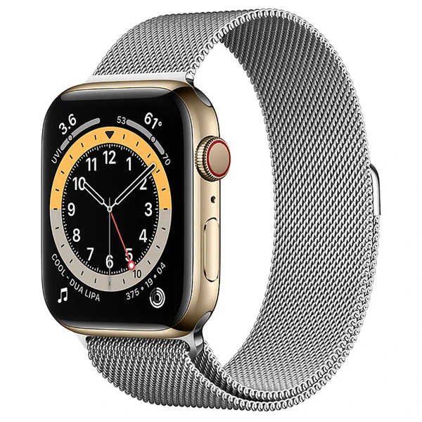 Смарт-годинник Apple Watch Series 6 GPS + Cellular, 44mm Gold Stainless Steel Case with Silver Milanese Loop (MOGD3 | MOGV3)