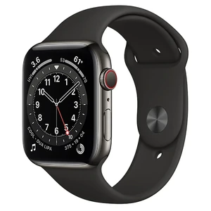 Смарт-годинник Apple Watch Series 6 GPS + Cellular, 44mm Graphite Stainless Steel Case with Black Sport Band (M07Q3 | M09H3) M07Q3 | M09H3 - Фото 1