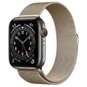 Смарт-годинник Apple Watch Series 6 GPS + Cellular, 44mm Graphite Stainless Steel Case with Gold Milanese Loop (M0GG3 | M0GX3) M0GG3/M0GX3 - Фото 1