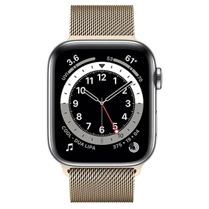 Смарт-годинник Apple Watch Series 6 GPS + Cellular, 44mm Silver Stainless Steel Case with Gold Milanese Loop (M0GF3 | M0GW3) - Фото 2