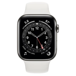 Смарт-годинник Apple Watch Series 6 GPS + Cellular, 44mm Graphite Stainless Steel Case with White Sport Band (M0GG3 | M09D3) - Фото 2