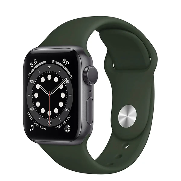 Смарт-часы Apple Watch Series 6 GPS, 40mm Space Gray Aluminum Case with Cyprus Green Sport Band (MG1A3)