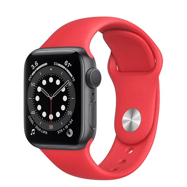 Смарт-часы Apple Watch Series 6 GPS, 40mm Space Gray Aluminum Case with Red Sport Band (MG1A3)