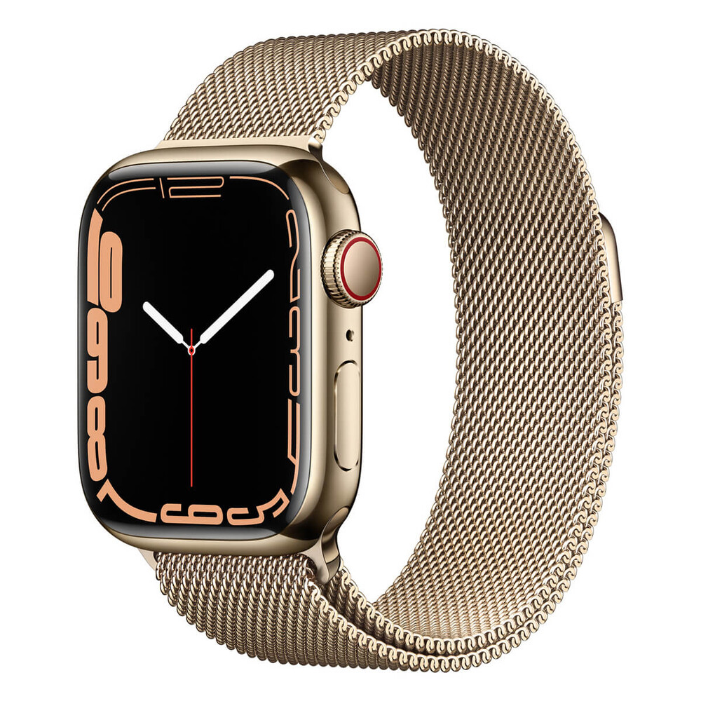 Смарт-часы Apple Watch Series 7 GPS + Cellural, 41mm Gold Stainless Steel Case with Gold Milanese Loop (MKHH3) в Ужгороде
