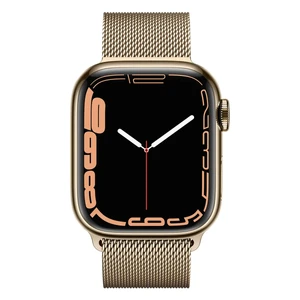 Смарт-часы Apple Watch Series 7 GPS + Cellural, 41mm Gold Stainless Steel Case with Gold Milanese Loop (MKHH3) - Фото 2