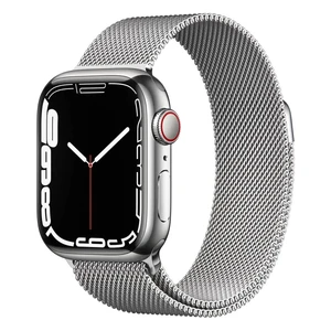 Смарт-годинник Apple Watch Series 7 GPS + Cellural, 41mm Silver Stainless Steel Case with Silver Milanese Loop (MKHF3) MKHF3 - Фото 1