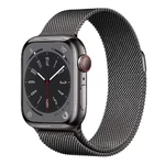 Смарт-годинник Apple Watch Series 8 GPS+Cellular, 45mm Graphite Stainless Steel Case with Griphite Milanese Loop (MNKX3)