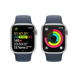 Смарт-годинник Apple Watch Series 9 GPS + Cellular 41mm Silver Aluminium Case з Storm Blue Sport Band (MRHV3) - Фото 8