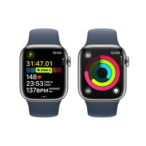 Смарт-годинник Apple Watch Series 9 GPS + Cellular 41mm Silver Stainless Steel Case з Storm Blue Sport Band (MRJ23) - Фото 8